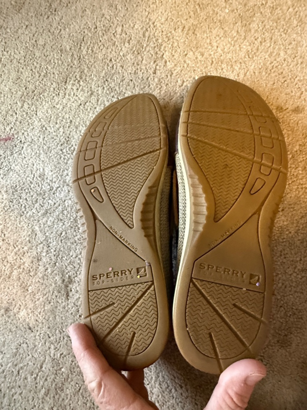 Sperry Brown Leather with Tan Canvas Slip-On Loafers - Picture 3 of 3
